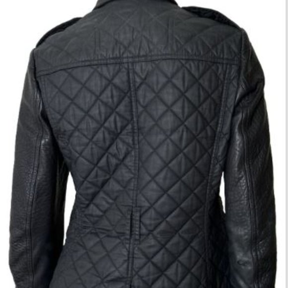 Authentic BURBERRY BRIT Quilted Lamb Leather Sleeve Jacket Quilted Fits a Large - Picture 7 of 16
